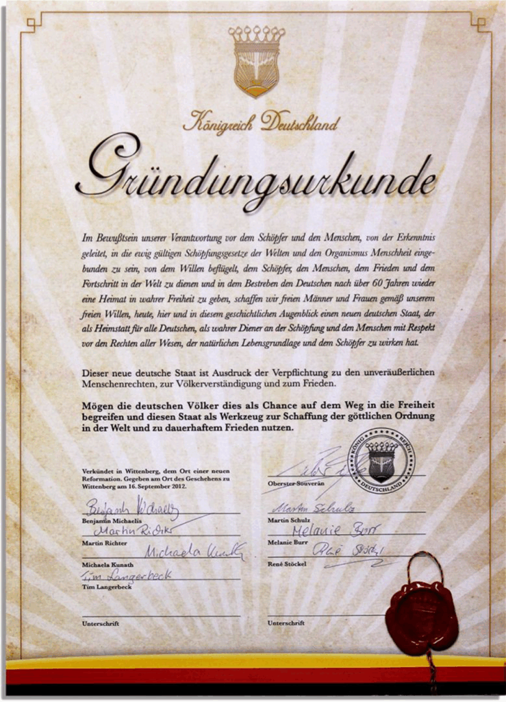 Gründungsurkunde des Königreich Deutschland